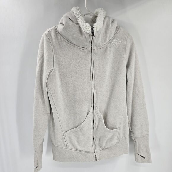 Vintage Fox Racing Sasquatch Zip Hoodie Fur Lined Monogram Logo Y2K Women Sz XL - Picture 1 of 7